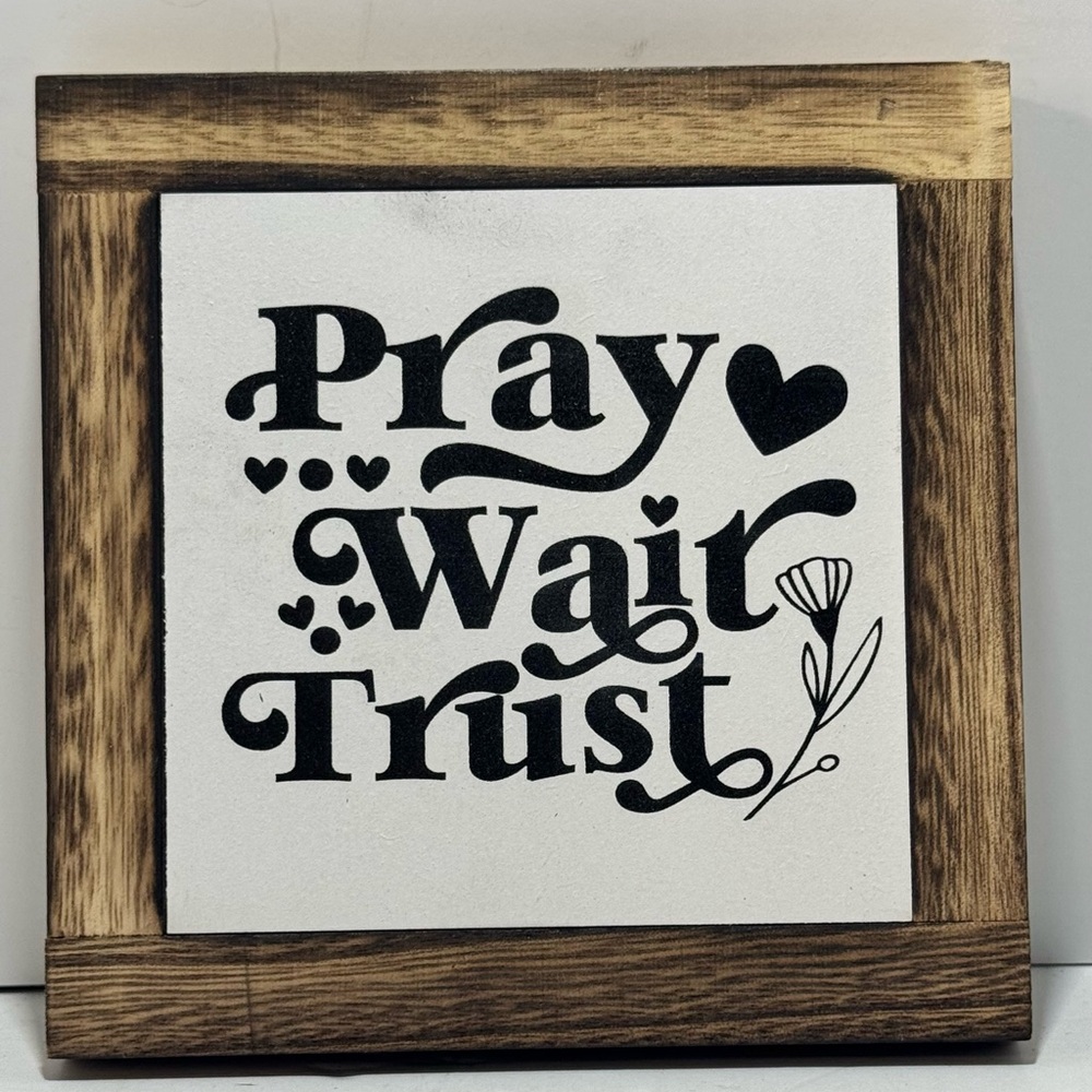 Charming Faith Themed Black and White Wall Art with Wooden Frame